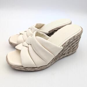 Vince Gilian Woven Espadrille Wedge Sandal Women's Marble Cream Size US8.5M